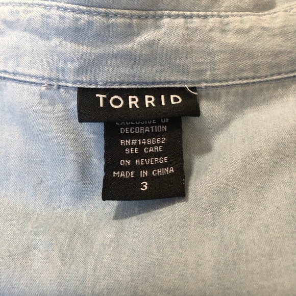 TORRID Embroidered Chambray Shirt Size 3X - Picture 5 of 8